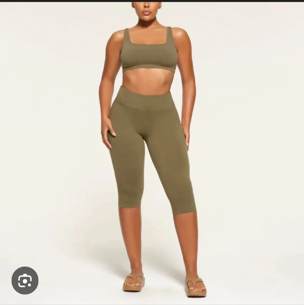 SKIMS Olive Green High Rise Bike Length Leggings Soft Stretch Lounge